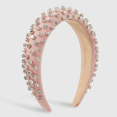 Wholesale Simple Style Commute Color Block Solid Color Cloth Handmade Inlay Rhinestones Hair Band - coojewelry