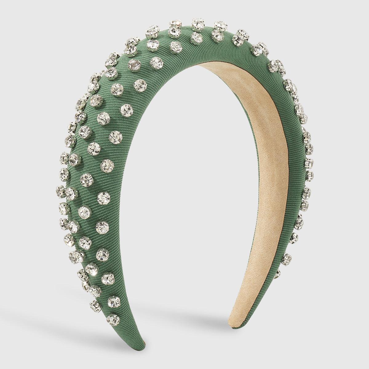 Wholesale Simple Style Commute Color Block Solid Color Cloth Handmade Inlay Rhinestones Hair Band - coojewelry
