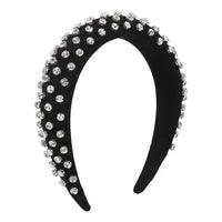 Wholesale Simple Style Commute Color Block Solid Color Cloth Handmade Inlay Rhinestones Hair Band - coojewelry