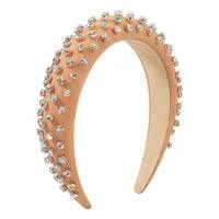 Wholesale Simple Style Commute Color Block Solid Color Cloth Handmade Inlay Rhinestones Hair Band - coojewelry