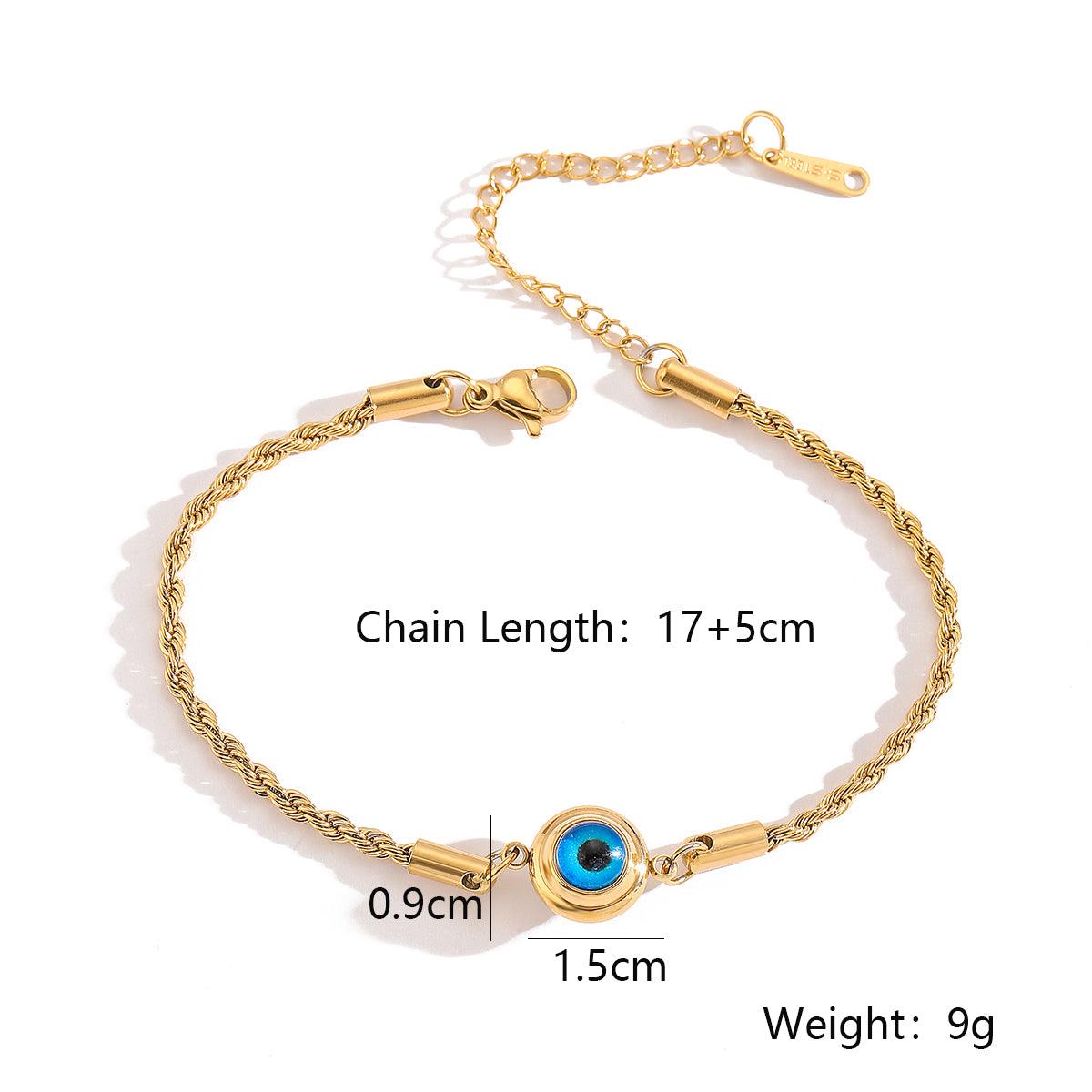 Wholesale Simple Style Commute Devil's Eye Titanium Steel Plating 18K Gold Plated Bracelets - coojewelry