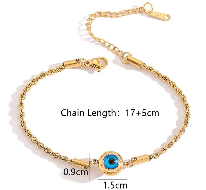 Wholesale Simple Style Commute Devil's Eye Titanium Steel Plating 18K Gold Plated Bracelets - coojewelry