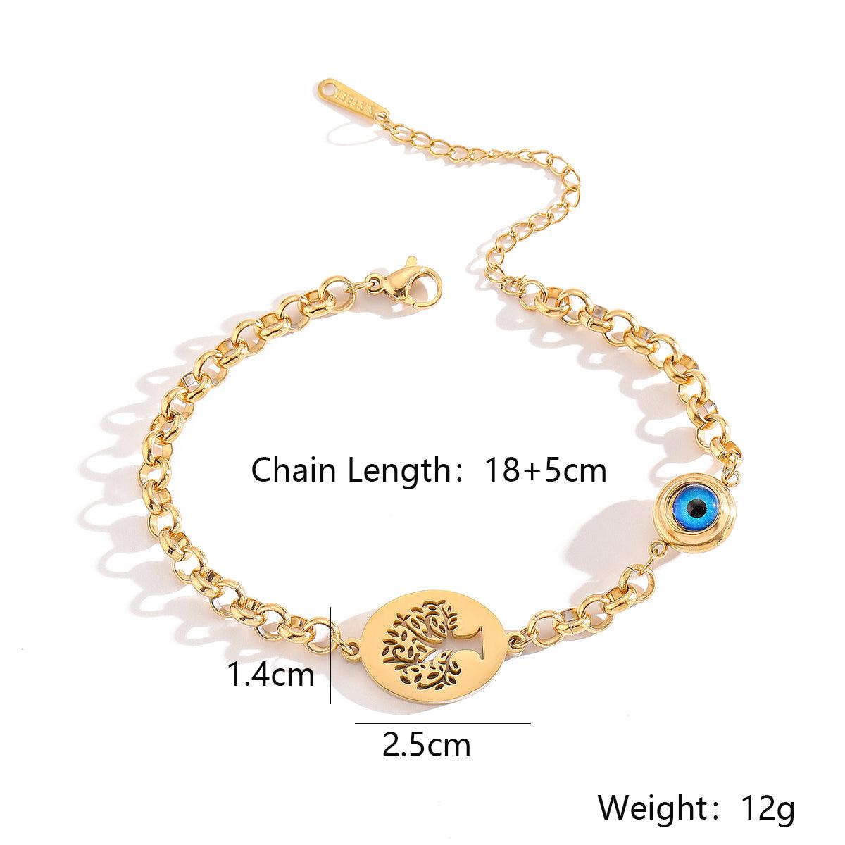 Wholesale Simple Style Commute Devil's Eye Titanium Steel Plating 18K Gold Plated Bracelets - coojewelry