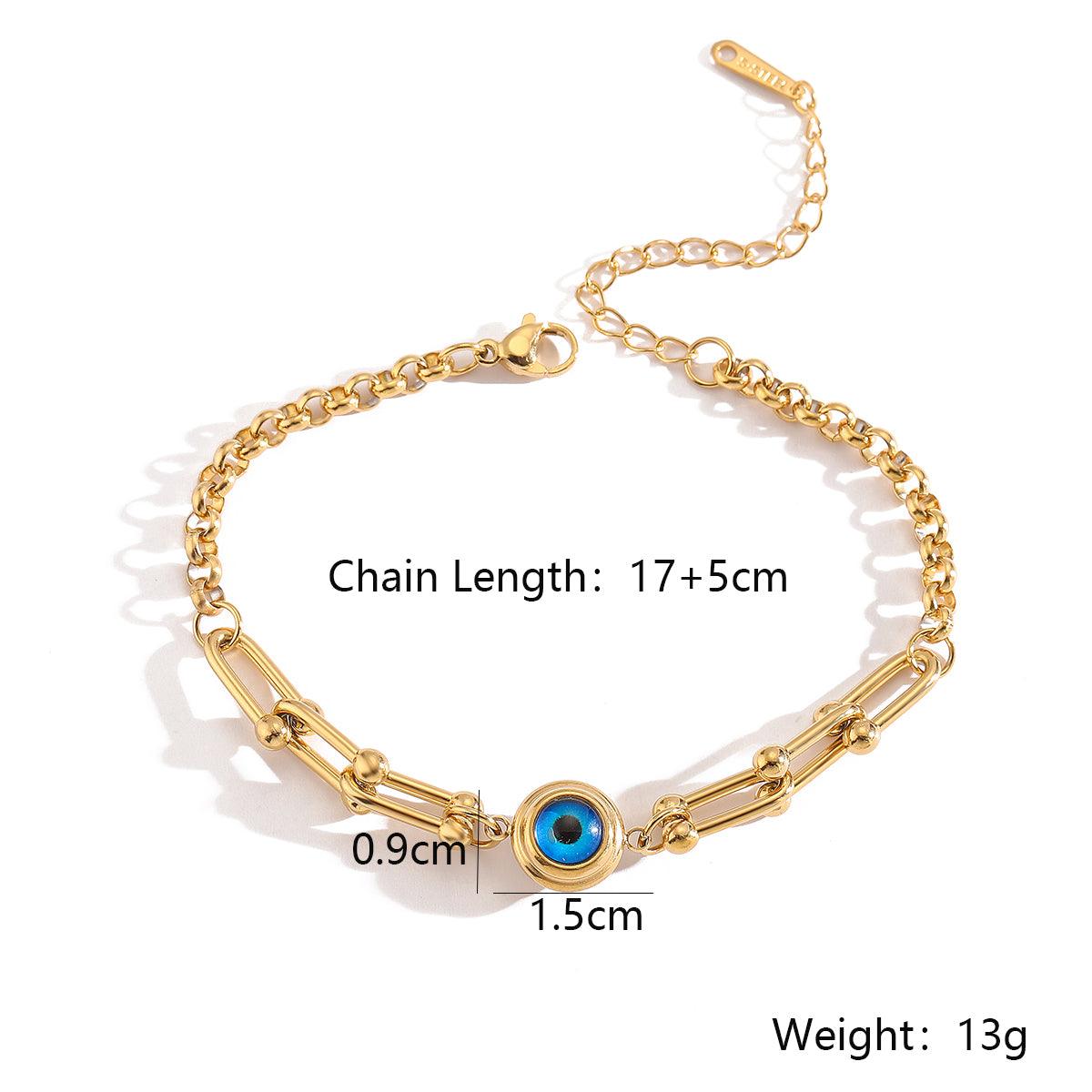 Wholesale Simple Style Commute Devil's Eye Titanium Steel Plating 18K Gold Plated Bracelets - coojewelry