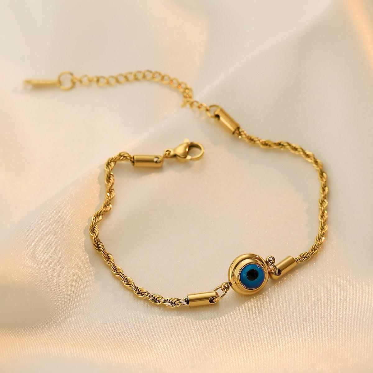 Wholesale Simple Style Commute Devil's Eye Titanium Steel Plating 18K Gold Plated Bracelets - coojewelry