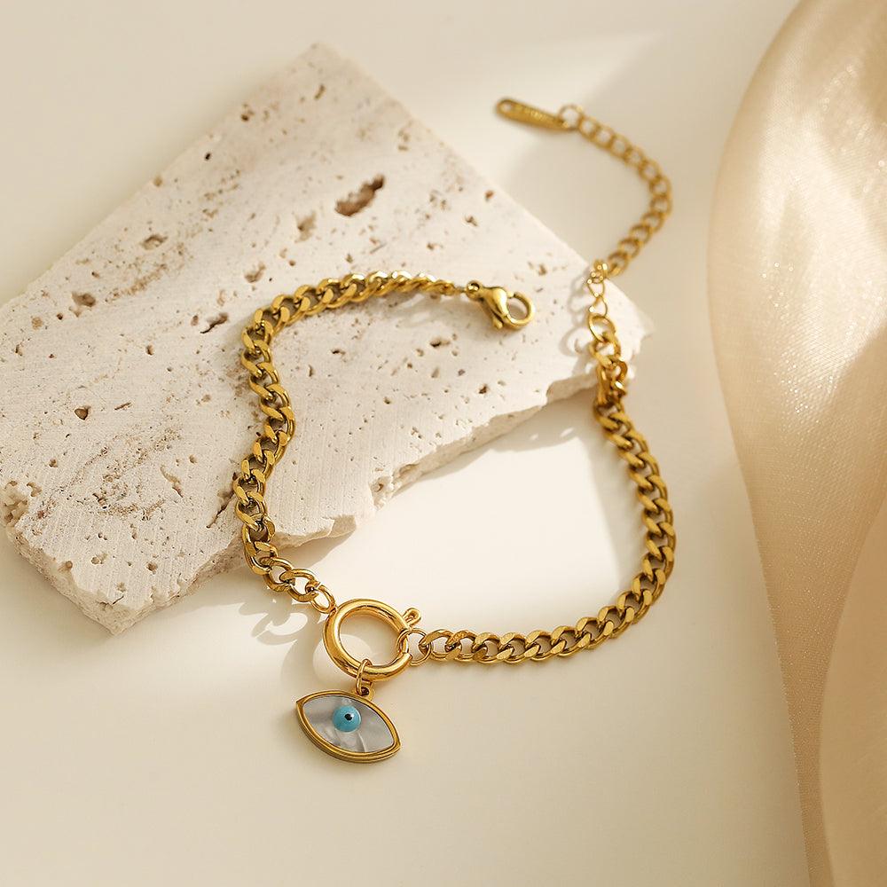 Wholesale Simple Style Commute Devil's Eye Titanium Steel Plating 18K Gold Plated Bracelets - coojewelry