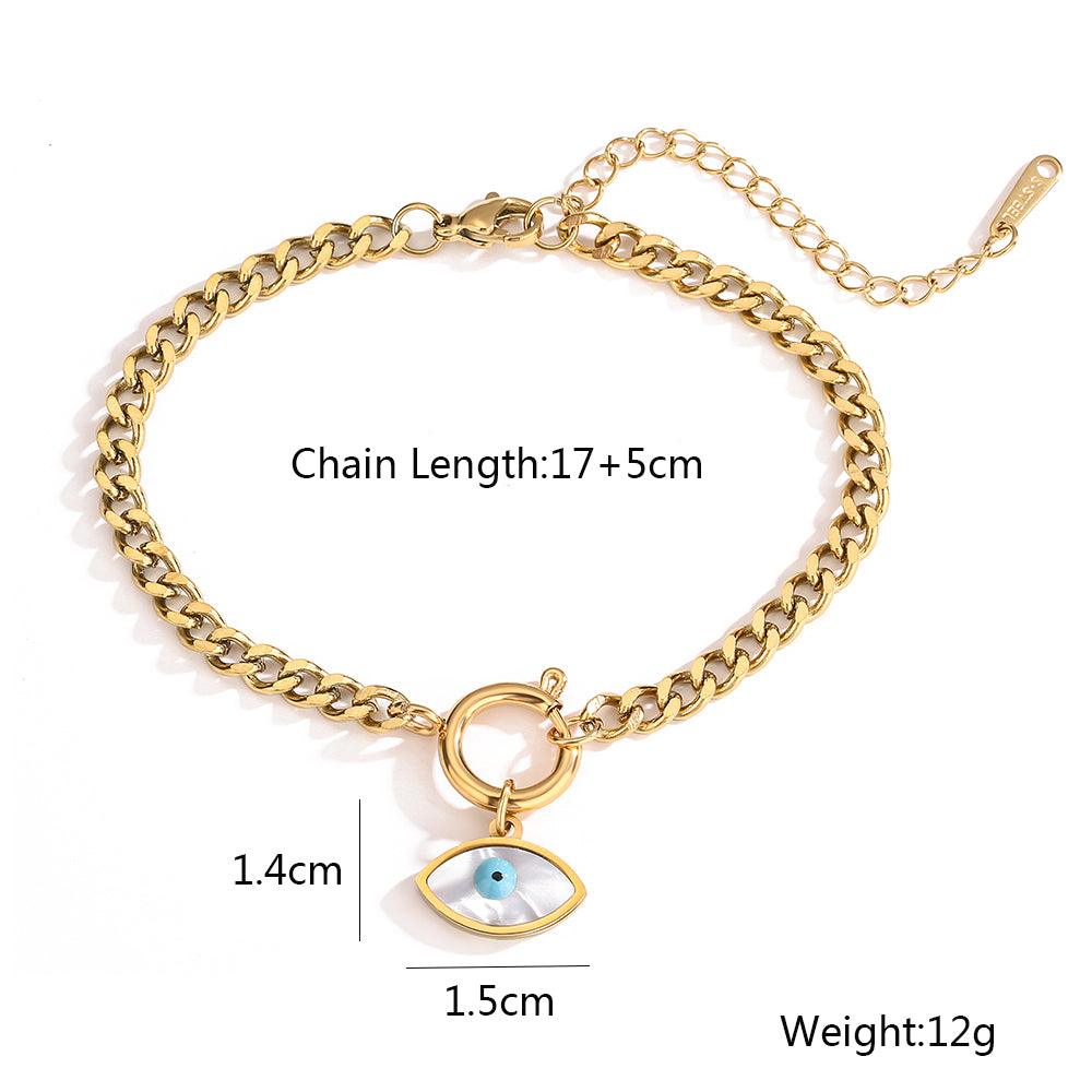 Wholesale Simple Style Commute Devil's Eye Titanium Steel Plating 18K Gold Plated Bracelets - coojewelry