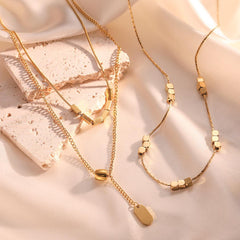 Wholesale Simple Style Commute Geometric Titanium Steel Plating 18K Gold Plated Necklace - coojewelry