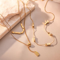 Wholesale Simple Style Commute Geometric Titanium Steel Plating 18K Gold Plated Necklace - coojewelry