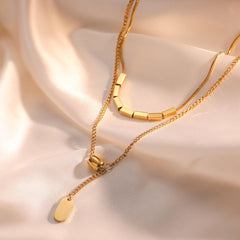 Wholesale Simple Style Commute Geometric Titanium Steel Plating 18K Gold Plated Necklace - coojewelry