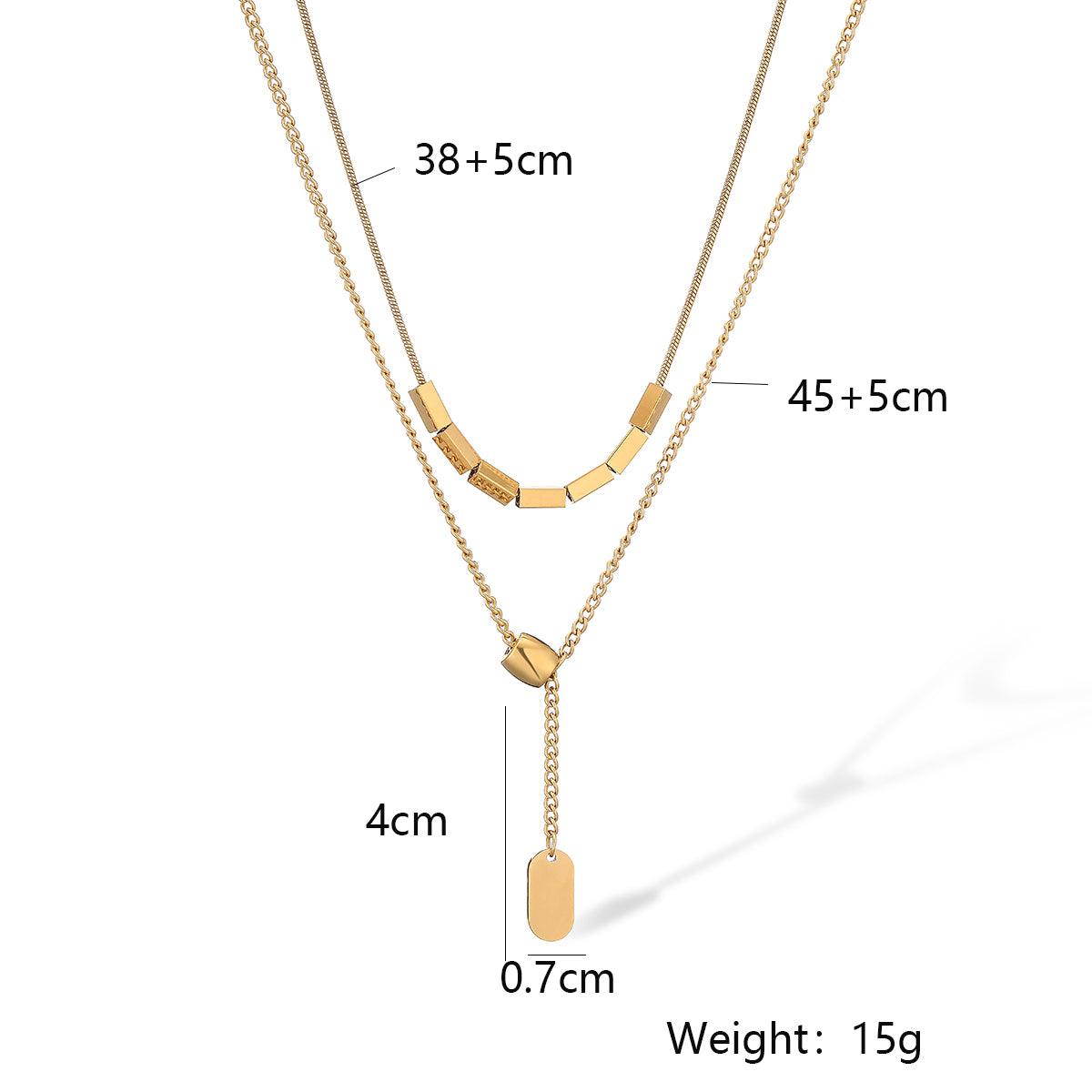 Wholesale Simple Style Commute Geometric Titanium Steel Plating 18K Gold Plated Necklace - coojewelry