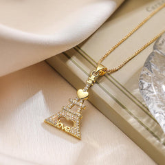 Wholesale Simple Style Commute Little Bear Copper Plating Inlay Zircon 18K Gold Plated Pendant Necklace - coojewelry