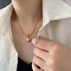 Wholesale Simple Style Commute Solid Color Stainless Steel Titanium Steel Plating 18K Gold Plated Pendant Necklace - coojewelry