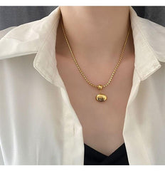 Wholesale Simple Style Commute Solid Color Stainless Steel Titanium Steel Plating 18K Gold Plated Pendant Necklace - coojewelry