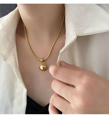 Wholesale Simple Style Commute Solid Color Stainless Steel Titanium Steel Plating 18K Gold Plated Pendant Necklace - coojewelry