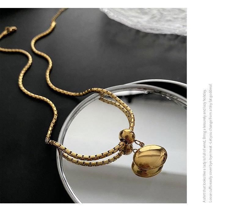 Wholesale Simple Style Commute Solid Color Stainless Steel Titanium Steel Plating 18K Gold Plated Pendant Necklace - coojewelry