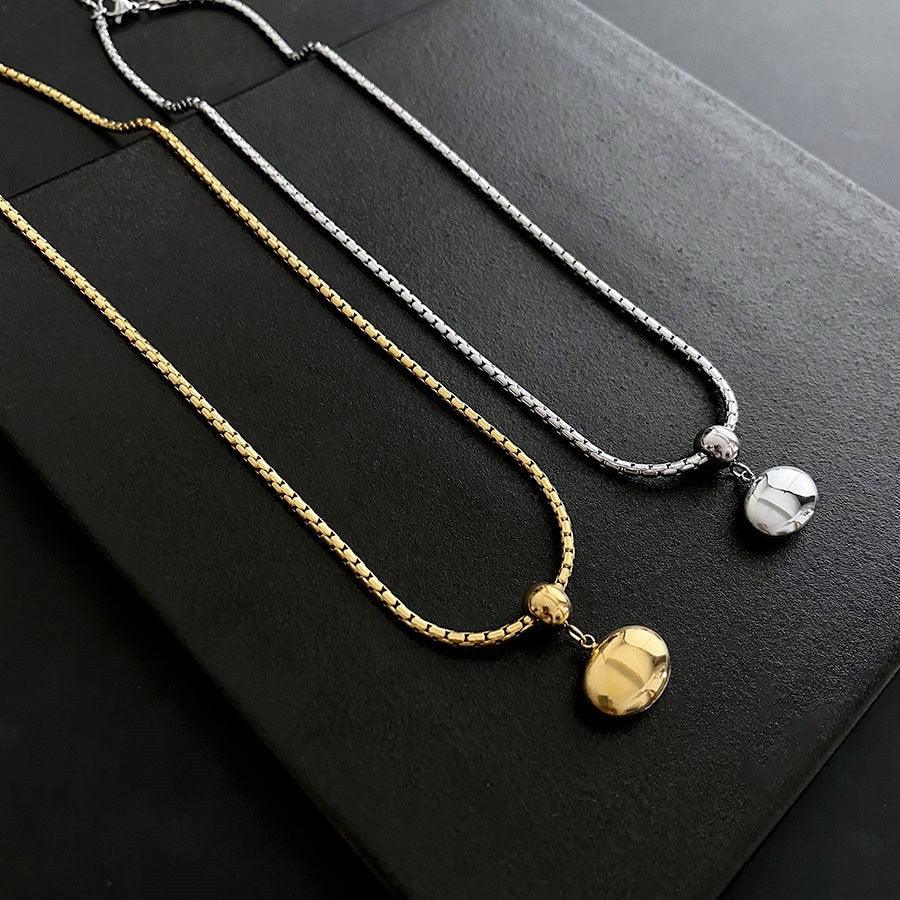 Wholesale Simple Style Commute Solid Color Stainless Steel Titanium Steel Plating 18K Gold Plated Pendant Necklace - coojewelry