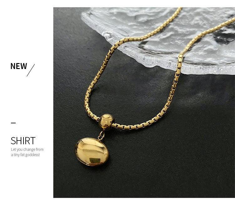 Wholesale Simple Style Commute Solid Color Stainless Steel Titanium Steel Plating 18K Gold Plated Pendant Necklace - coojewelry