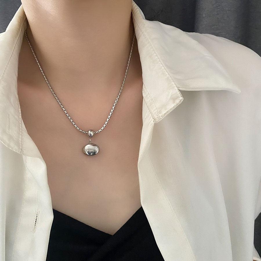 Wholesale Simple Style Commute Solid Color Stainless Steel Titanium Steel Plating 18K Gold Plated Pendant Necklace - coojewelry