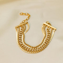 Wholesale Simple Style Commute Solid Color Titanium Steel Polishing Plating Chain 18K Gold Plated Bracelets - coojewelry