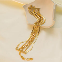 Wholesale Simple Style Commute Solid Color Titanium Steel Polishing Plating Chain 18K Gold Plated Bracelets - coojewelry
