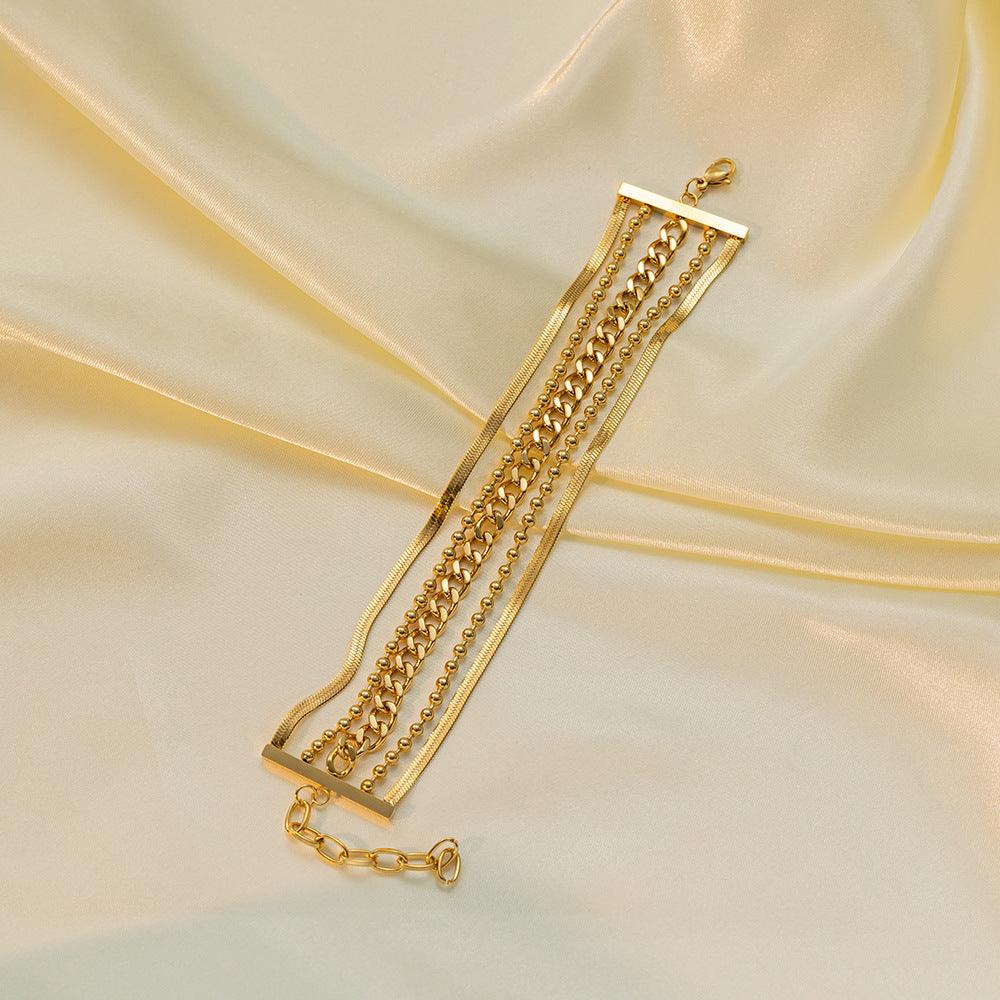 Wholesale Simple Style Commute Solid Color Titanium Steel Polishing Plating Chain 18K Gold Plated Bracelets - coojewelry
