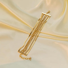 Wholesale Simple Style Commute Solid Color Titanium Steel Polishing Plating Chain 18K Gold Plated Bracelets - coojewelry