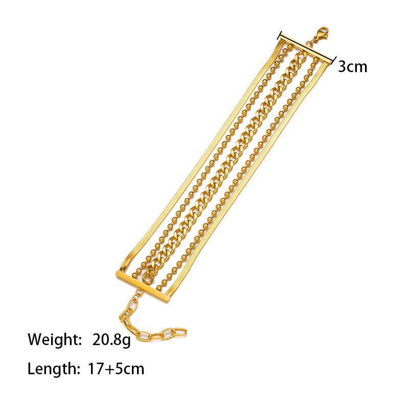 Wholesale Simple Style Commute Solid Color Titanium Steel Polishing Plating Chain 18K Gold Plated Bracelets - coojewelry