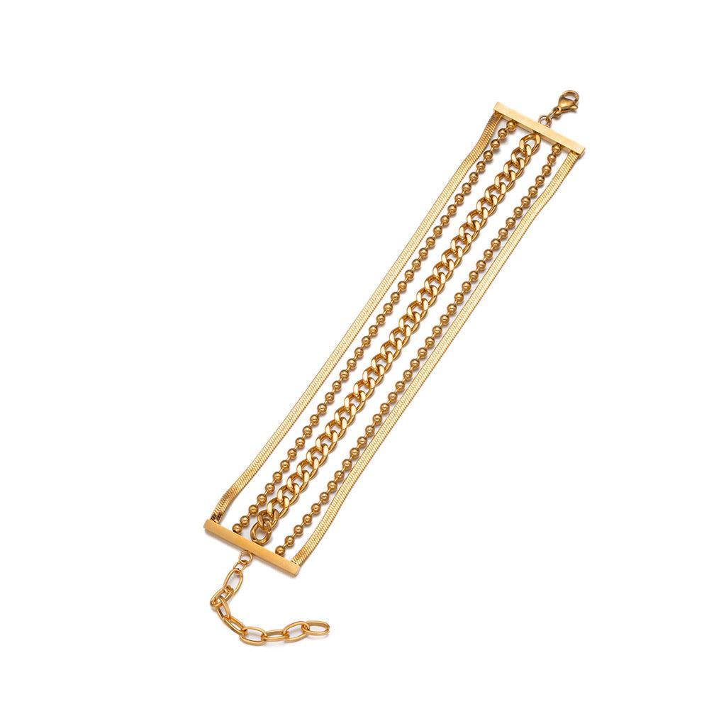 Wholesale Simple Style Commute Solid Color Titanium Steel Polishing Plating Chain 18K Gold Plated Bracelets - coojewelry