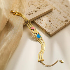 Wholesale Simple Style Commute Tree Heart Shape Titanium Steel Enamel Plating 18K Gold Plated Bracelets - coojewelry