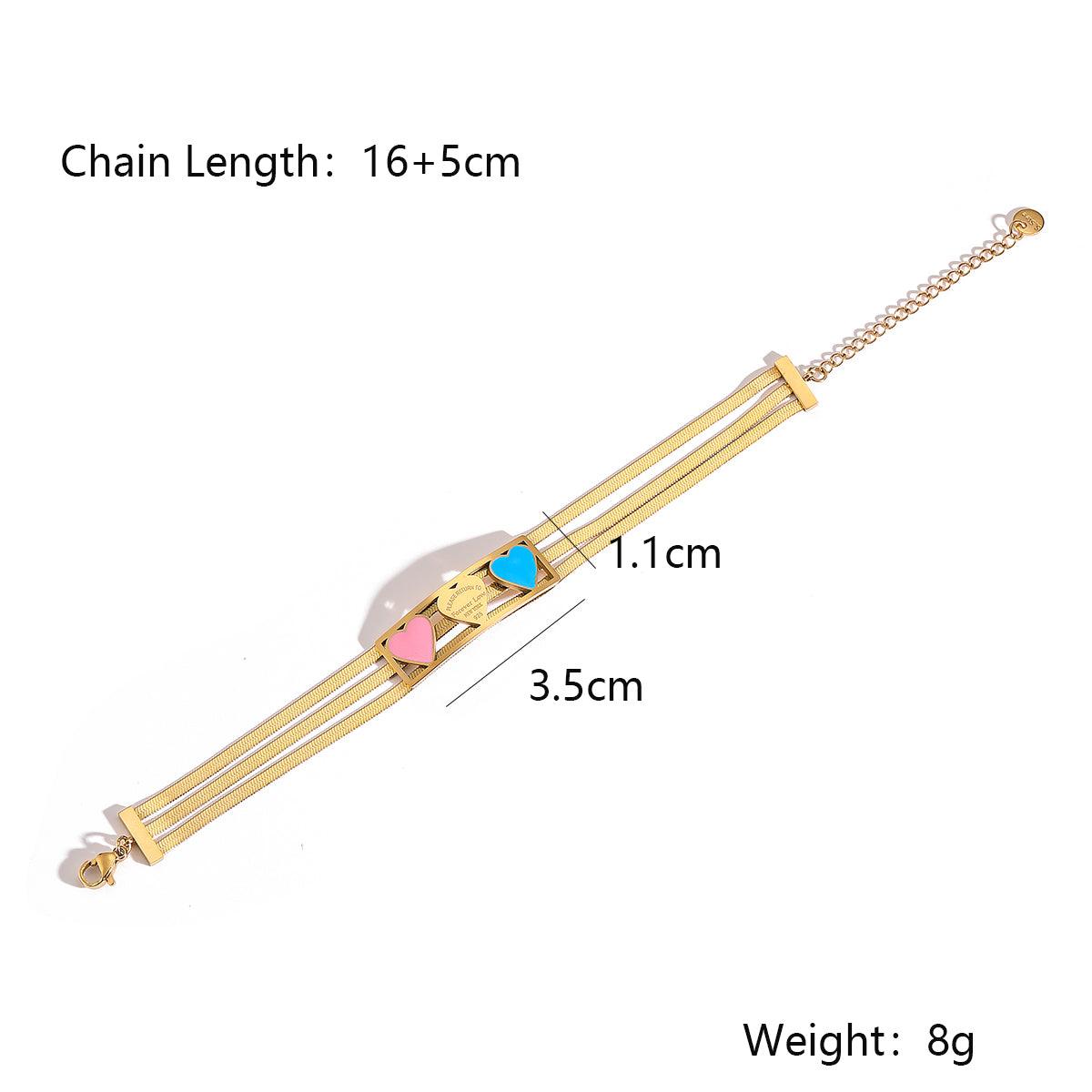 Wholesale Simple Style Commute Tree Heart Shape Titanium Steel Enamel Plating 18K Gold Plated Bracelets - coojewelry