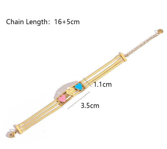 Wholesale Simple Style Commute Tree Heart Shape Titanium Steel Enamel Plating 18K Gold Plated Bracelets - coojewelry
