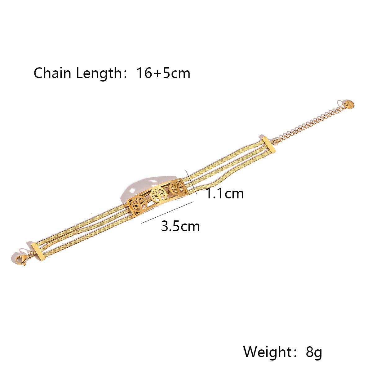 Wholesale Simple Style Commute Tree Heart Shape Titanium Steel Enamel Plating 18K Gold Plated Bracelets - coojewelry