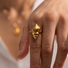 Wholesale Simple Style Conch Open Rings Stainless Steel Plating 18k Gold - coojewelry