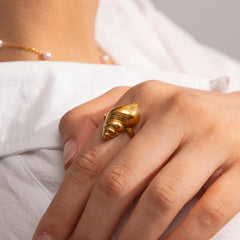 Wholesale Simple Style Conch Open Rings Stainless Steel Plating 18k Gold - coojewelry