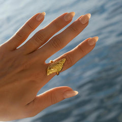 Wholesale Simple Style Conch Open Rings Stainless Steel Plating 18k Gold - coojewelry