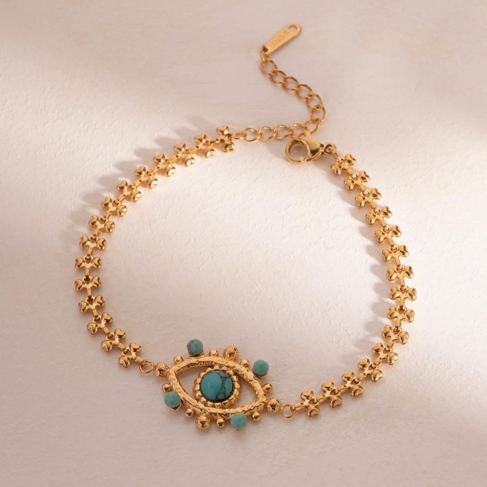 Wholesale Simple Style Devil's Eye Stainless Steel Plating Inlay Titanium Steel 18K Gold Plated Bracelets - coojewelry