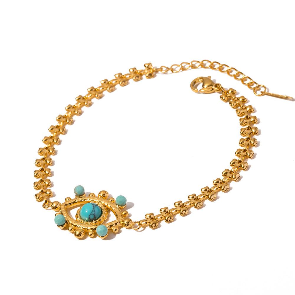 Wholesale Simple Style Devil's Eye Stainless Steel Plating Inlay Titanium Steel 18K Gold Plated Bracelets - coojewelry