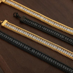 Wholesale Simple Style Geometric Bracelets Titanium Steel Plating Inlay Zircon 18k Gold Plated - coojewelry