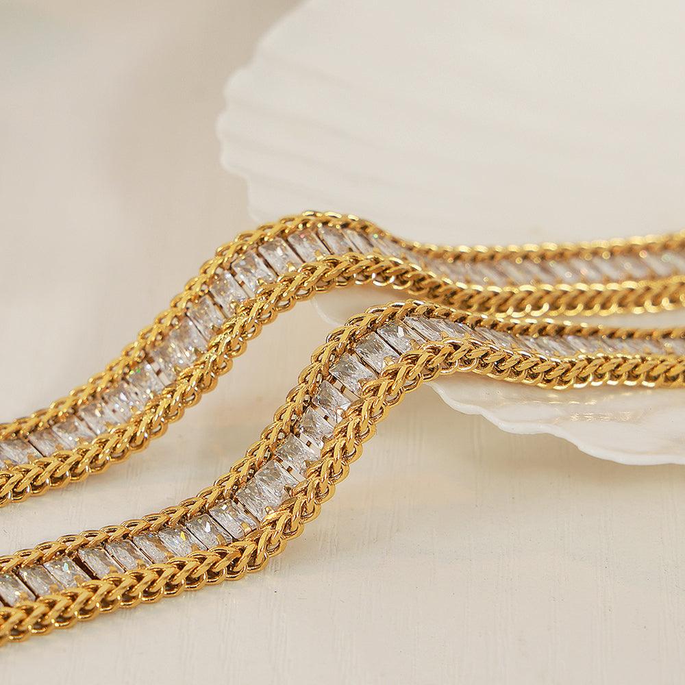 Wholesale Simple Style Geometric Bracelets Titanium Steel Plating Inlay Zircon 18k Gold Plated - coojewelry