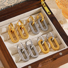 Wholesale Simple Style Geometric Solid Color 304 Stainless Steel Drop Earrings for Women - coojewelry
