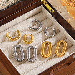 Wholesale Simple Style Geometric Solid Color 304 Stainless Steel Drop Earrings for Women - coojewelry