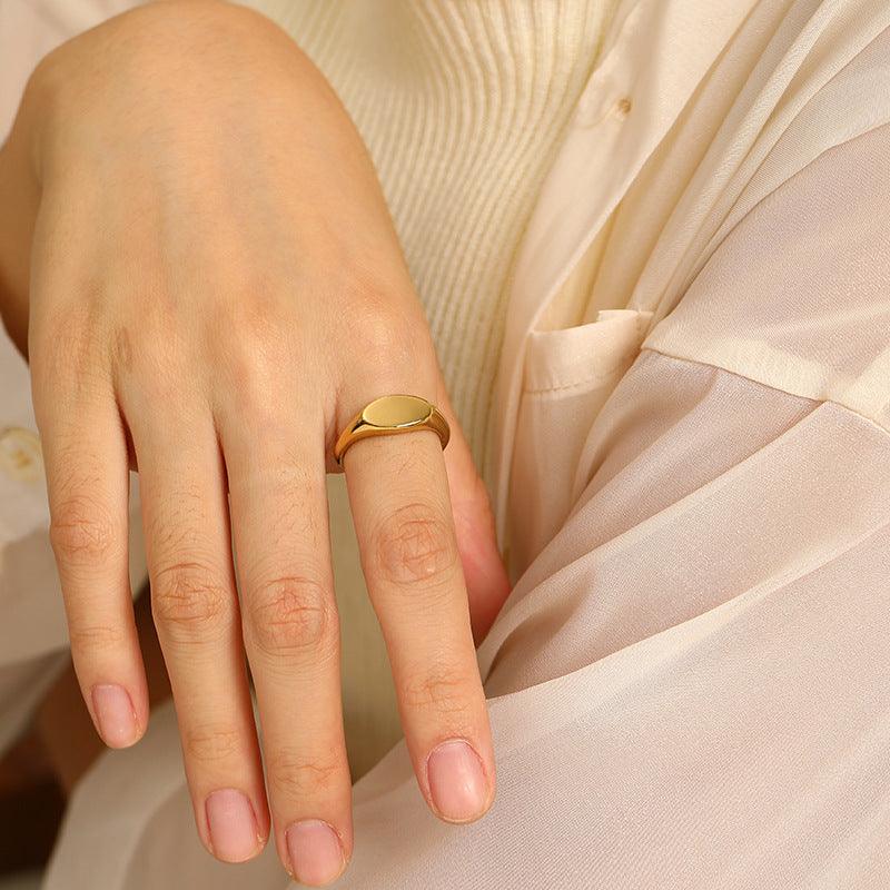 Wholesale Simple Style Geometric Stainless Steel Plating 18K Gold Plated Rings - coojewelry