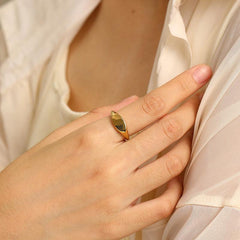 Wholesale Simple Style Geometric Stainless Steel Plating 18K Gold Plated Rings - coojewelry