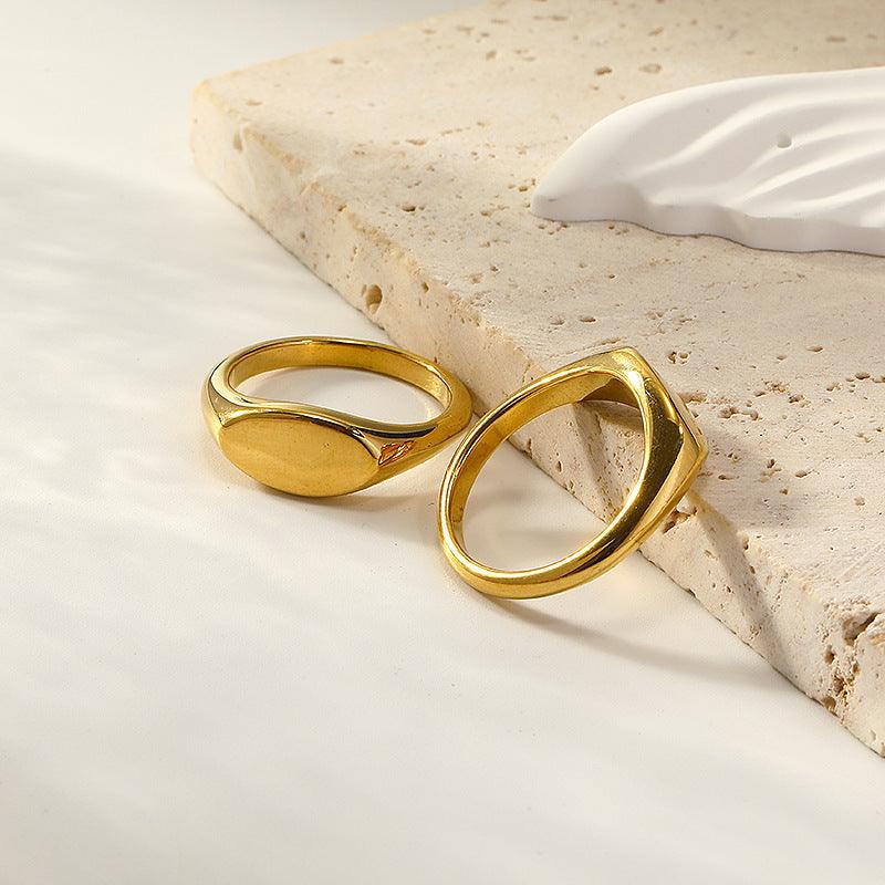 Wholesale Simple Style Geometric Stainless Steel Plating 18K Gold Plated Rings - coojewelry