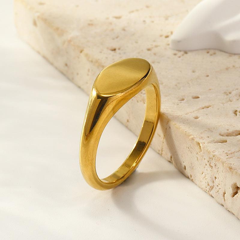 Wholesale Simple Style Geometric Stainless Steel Plating 18K Gold Plated Rings - coojewelry