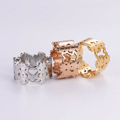 Wholesale Simple Style Geometric Stainless Steel Plating Inlay Zircon 18K Gold Plated Rose Gold Plated Rings - coojewelry