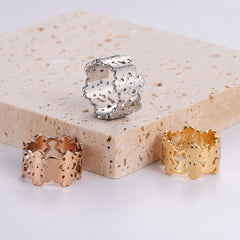 Wholesale Simple Style Geometric Stainless Steel Plating Inlay Zircon 18K Gold Plated Rose Gold Plated Rings - coojewelry