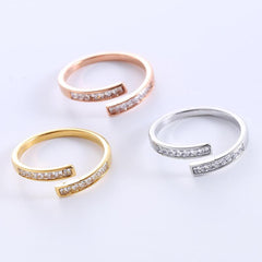Wholesale Simple Style Geometric Stainless Steel Plating Inlay Zircon 18K Gold Plated Rose Gold Plated Rings - coojewelry