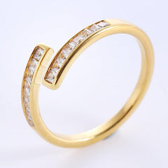 Wholesale Simple Style Geometric Stainless Steel Plating Inlay Zircon 18K Gold Plated Rose Gold Plated Rings - coojewelry